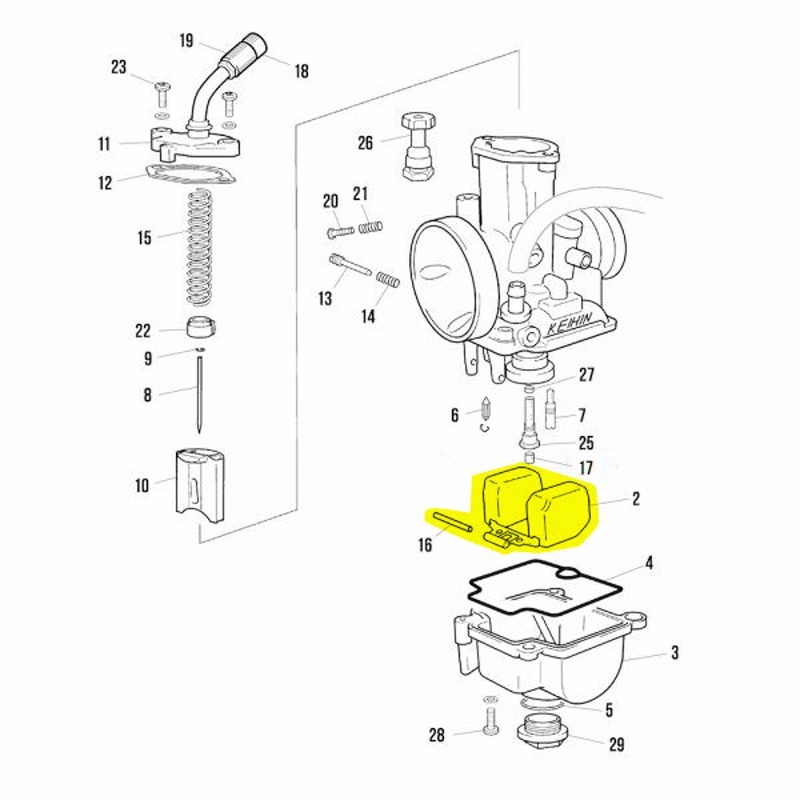 Float with pin Keihin PWK28 carburator