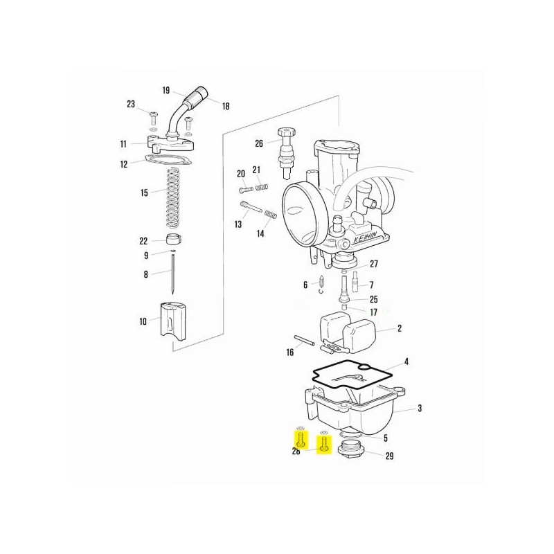 Float bowl bolts Keihin PWK28 carburator